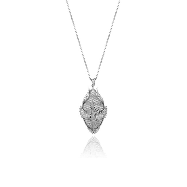 Farvahar Collection - Gümüş Farvahar ve Ateş Kolye