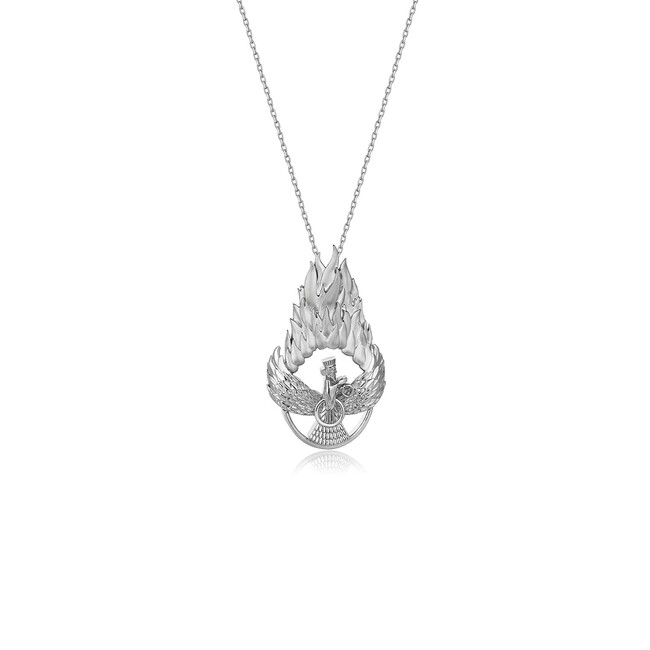 Farvahar Collection - Farvahar Fire Silver Necklace