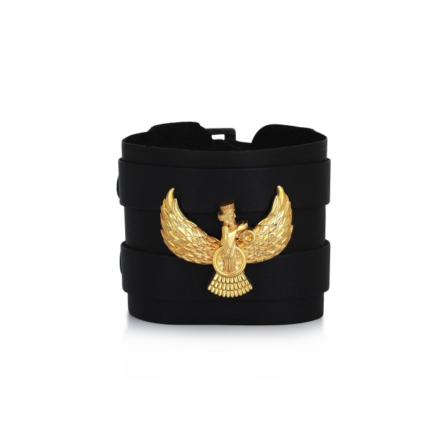 Farvahar Leather Wristband - Thumbnail