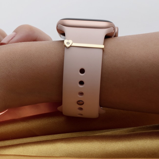 Single Pieces Collection - Kalp Pırlantalı Altın Apple Watch Aksesuar