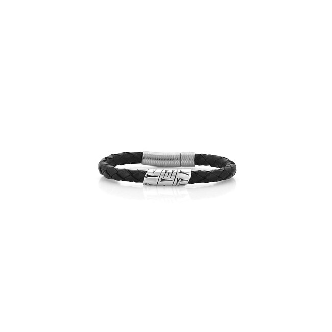 Farvahar Collection - Ahuramazda Leather Silver Wristband