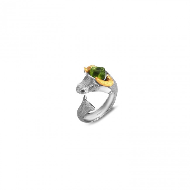 Matador Gold Horn Peridot Ring - Thumbnail