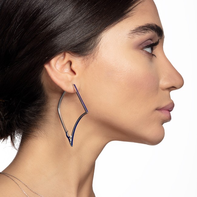 Noghteh Collection - Noghteh Arayeh Enameled Silver Earring