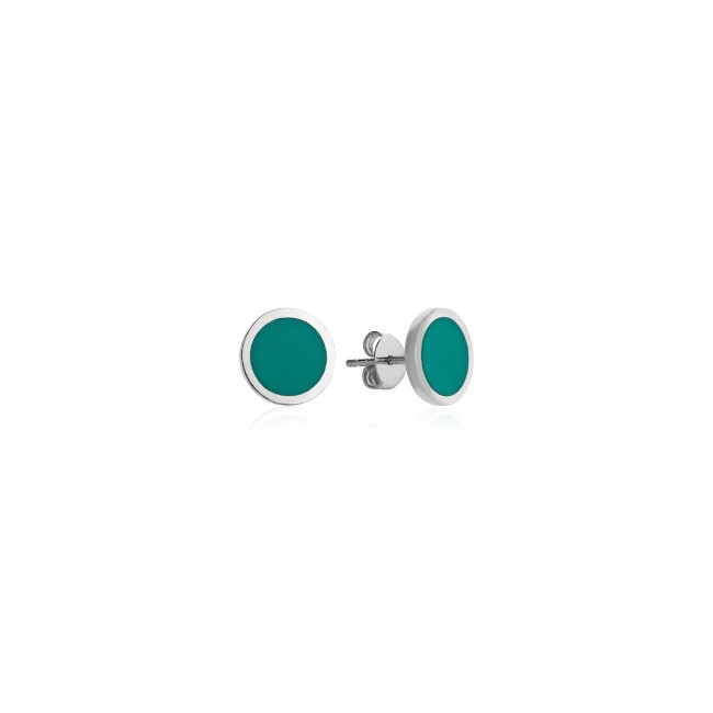 Noghteh Collection - Noghteh Enameled Round Silver Earring