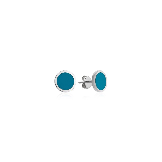 Noghteh Collection - Noghteh Enameled Round Silvert Earring