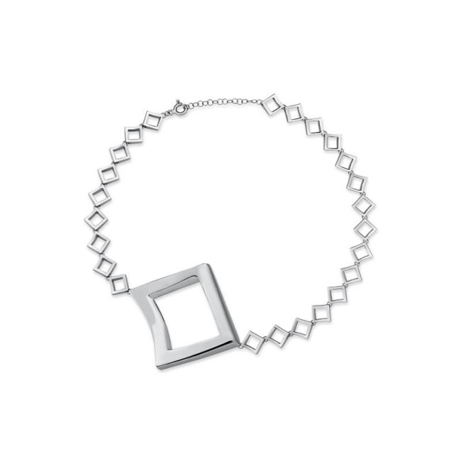 Noghteh Frame Silver Necklace - Thumbnail