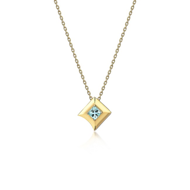 Noghteh Collection - Noghteh Aquamarine Altın Kolye