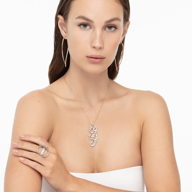 Rumi Love Eshgh Stone Gold Earring - Thumbnail