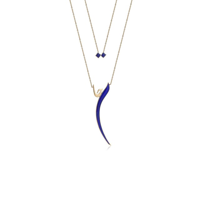 Rumi Life Jan Navy Blue Enameled Necklace - Thumbnail