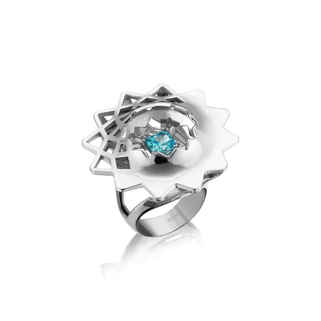 Shams Aquamarine Silver Ring - Thumbnail