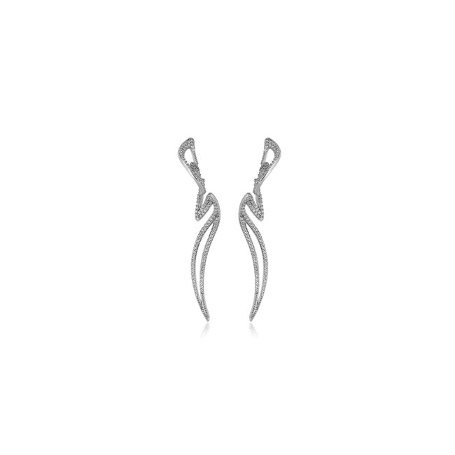 Rumi Heech Curve Stone Silver Earring - Thumbnail