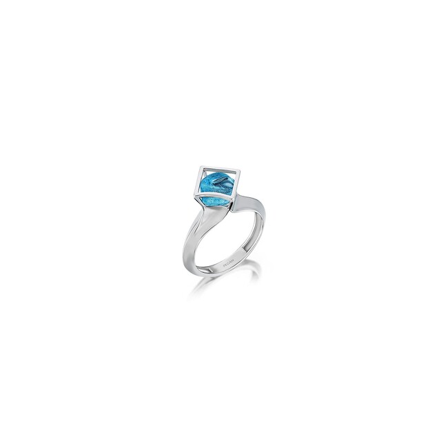 Noghteh Collection - Rumi Noghteh Aquamarine Stone Silver Ring