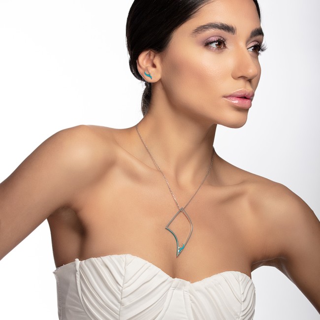 Arayeh Enamel Silver Earring - Thumbnail