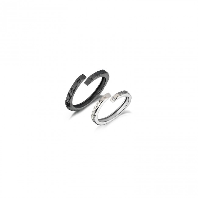 Infinity Lava Couple Silver Ring - Thumbnail