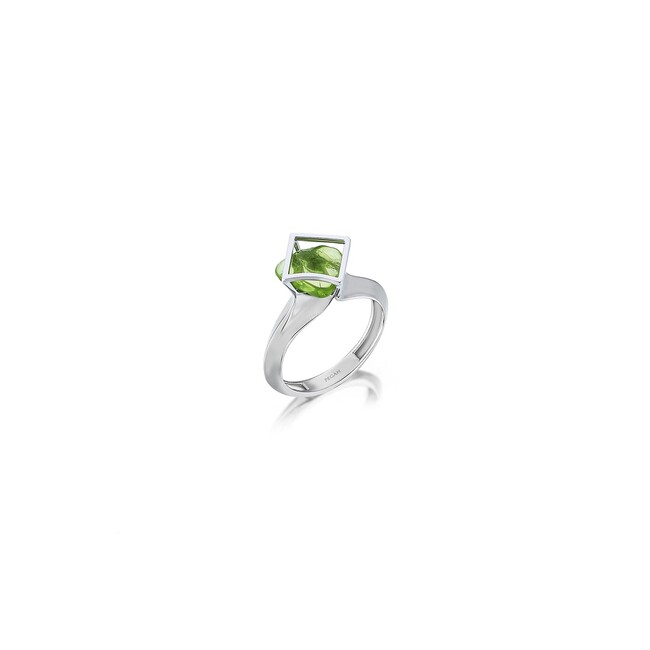 Noghteh Collection - Rumi Noghteh Peridot Stone Silver Ring