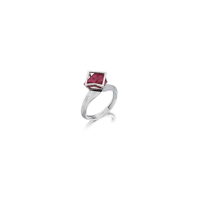 Rumi Noghteh Ruby Stone Silver Ring - Thumbnail