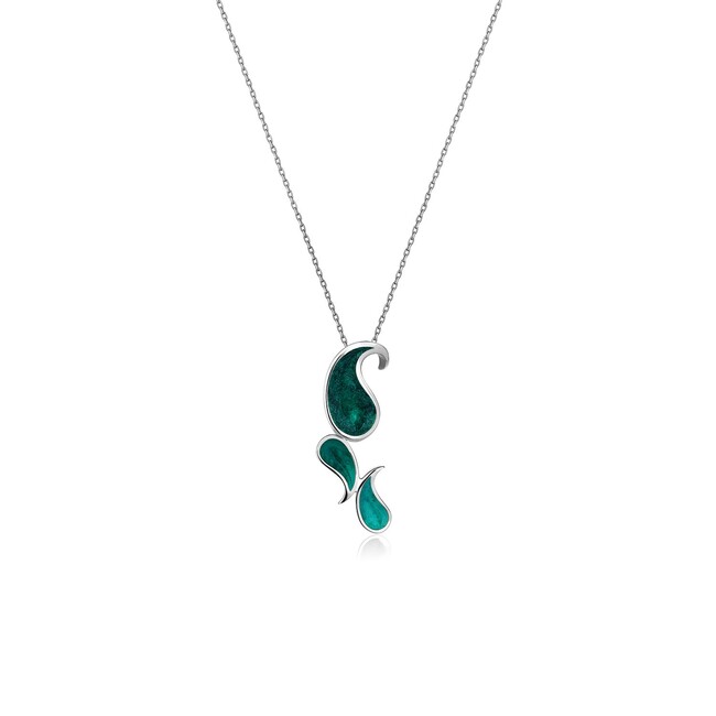 Botteh Collection - Botte Special Green Enameled Silver Necklace