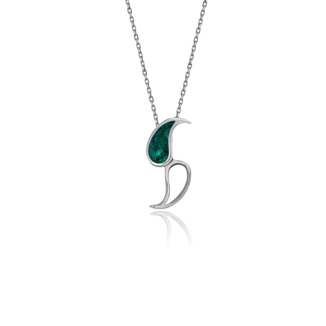 Botteh Collection - Botte Special Green Enameled Silver Necklace