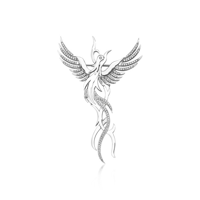 Simorgh/Phoenix Stone Silver Brooch - Thumbnail