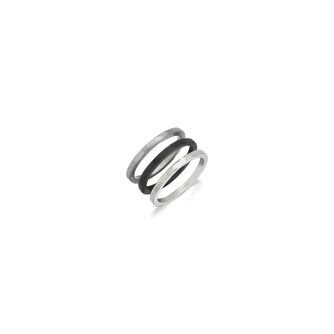 Single Pieces Collection - Triple Magnetite Silver Rings (1)