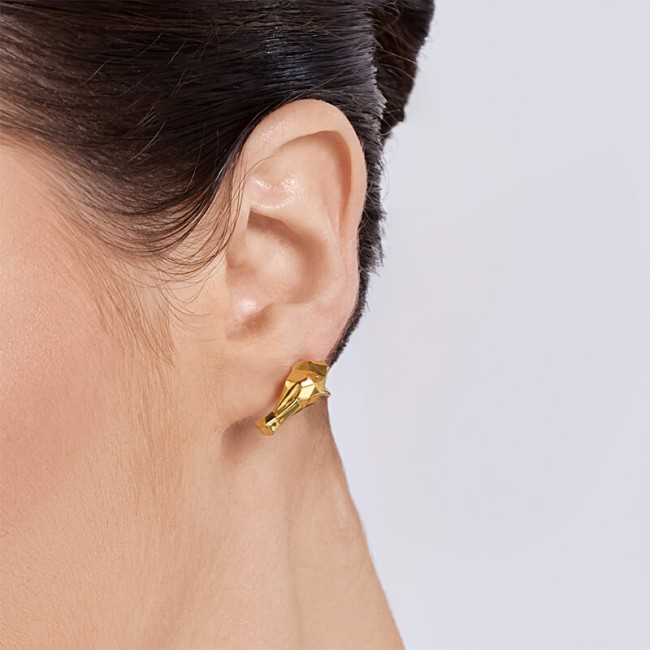  Horse Brilliant Couple Gold Earring - Thumbnail