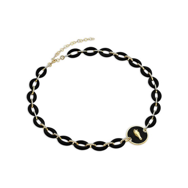 Shabrang Horse Brilliant Gold Choker Necklace - Thumbnail